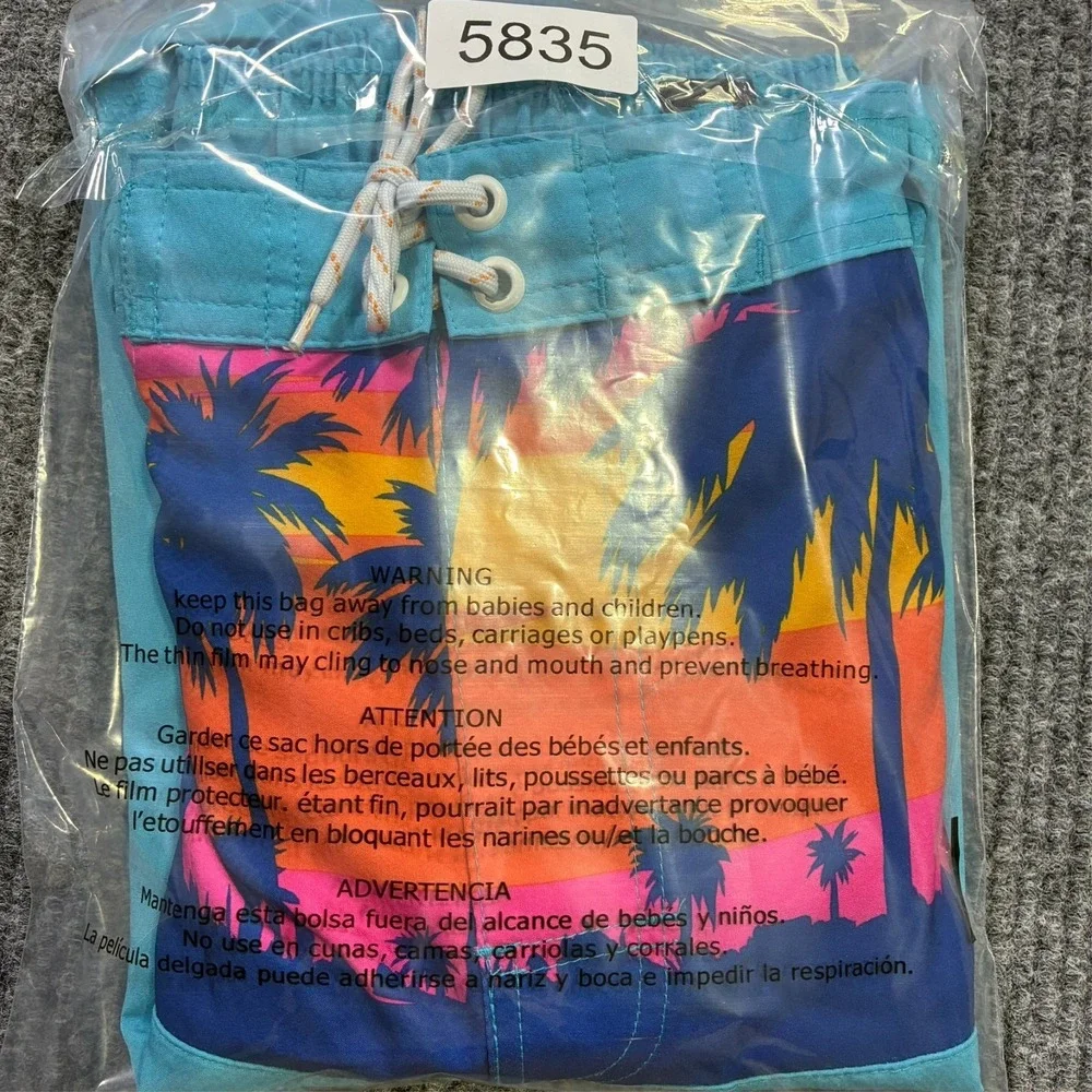 Airwalk Mens Board Shorts Size Medium Blue Tropical Panel Pull On Drawstring